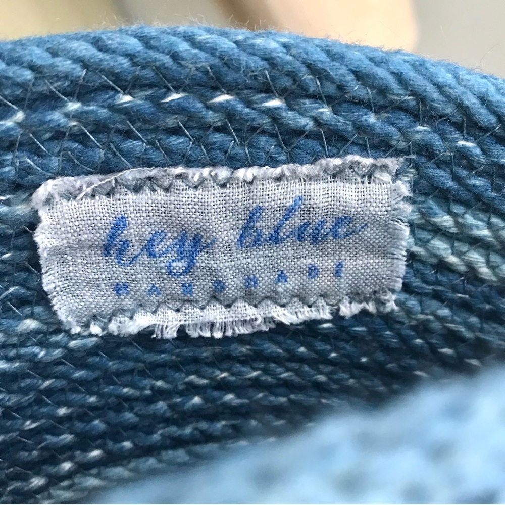 HEY BLUE Handmade Blue Cotton Dyed Round Circle LP Bag // Rope Woven Purse - Picture 6 of 6